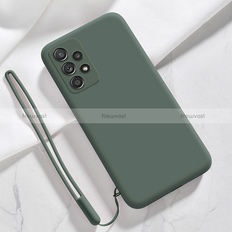 Ultra-thin Silicone Gel Soft Case 360 Degrees Cover S02 for Samsung Galaxy A52 4G Midnight Green