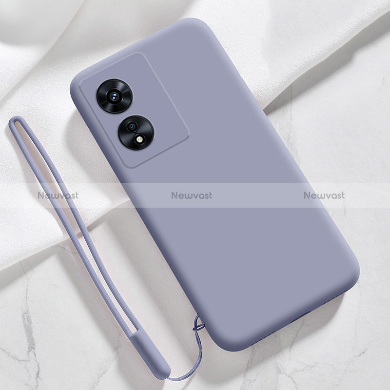 Ultra-thin Silicone Gel Soft Case 360 Degrees Cover S03 for Oppo A58x 5G Lavender Gray