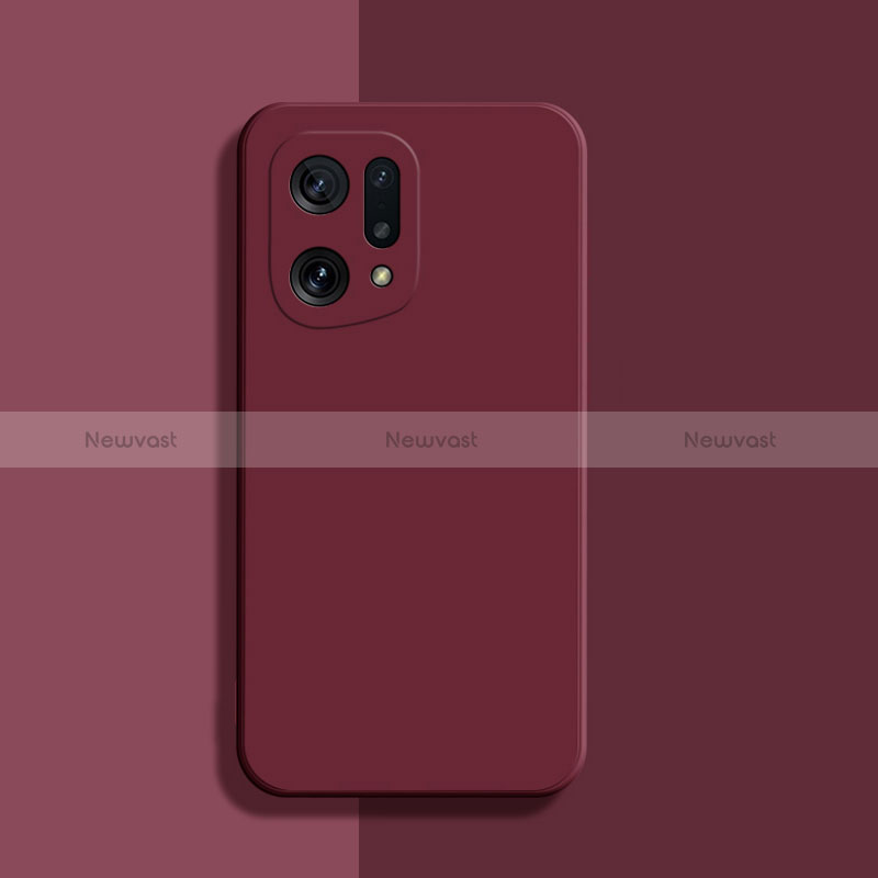 Ultra-thin Silicone Gel Soft Case 360 Degrees Cover S03 for Oppo Find X5 5G Red Wine