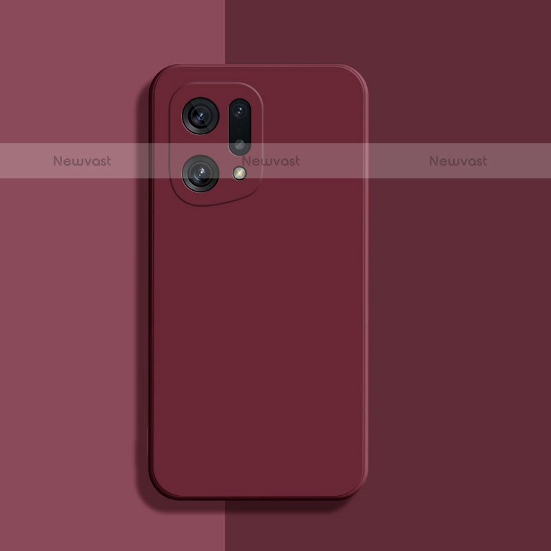 Ultra-thin Silicone Gel Soft Case 360 Degrees Cover S03 for Oppo Find X5 Pro 5G Red Wine