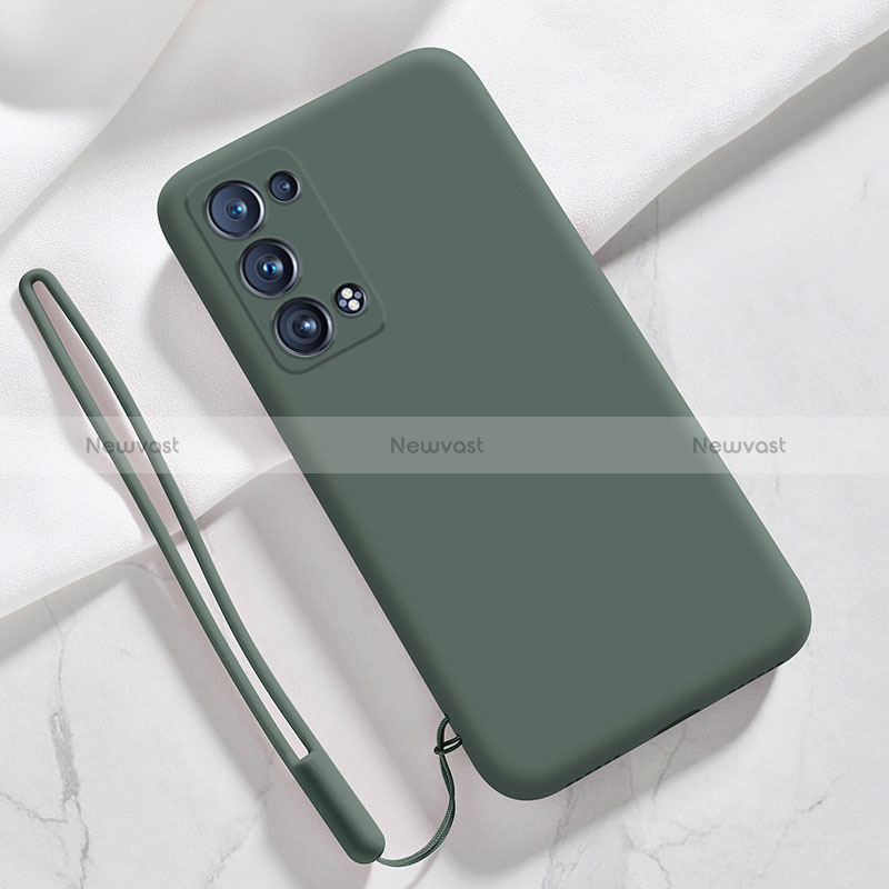 Ultra-thin Silicone Gel Soft Case 360 Degrees Cover S03 for Oppo Reno6 Pro 5G Midnight Green