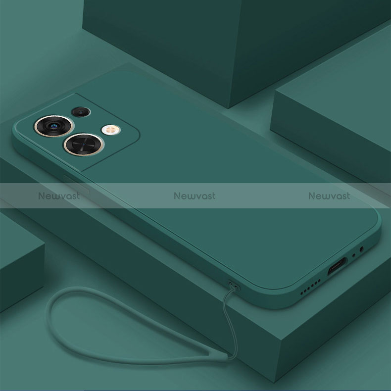 Ultra-thin Silicone Gel Soft Case 360 Degrees Cover S03 for Oppo Reno9 5G Midnight Green