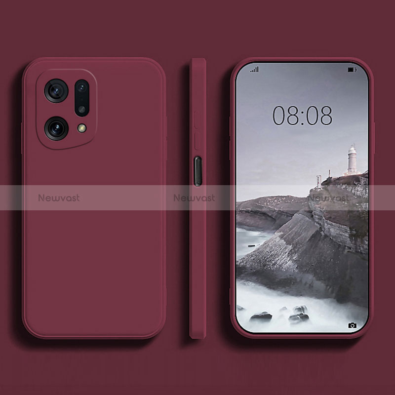 Ultra-thin Silicone Gel Soft Case 360 Degrees Cover S04 for Oppo Find X5 5G Red