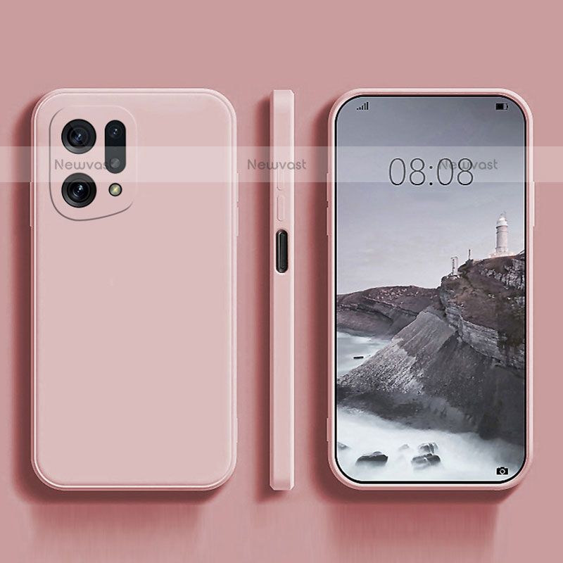 Ultra-thin Silicone Gel Soft Case 360 Degrees Cover S04 for Oppo Find X5 Pro 5G Pink