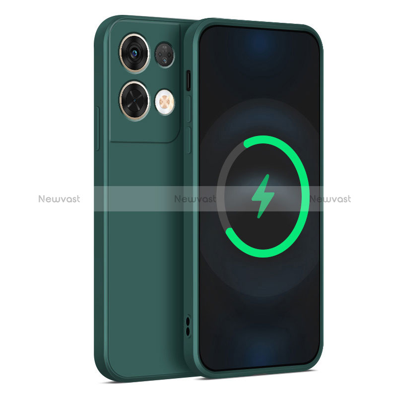 Ultra-thin Silicone Gel Soft Case 360 Degrees Cover S04 for Oppo Reno8 5G Midnight Green
