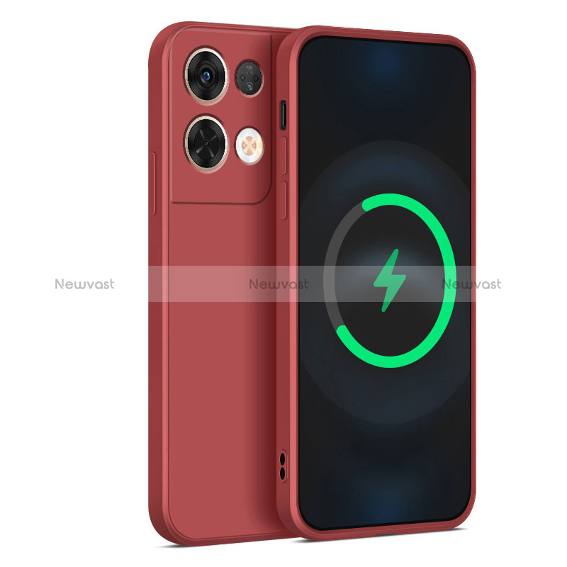 Ultra-thin Silicone Gel Soft Case 360 Degrees Cover S04 for Oppo Reno9 5G Red