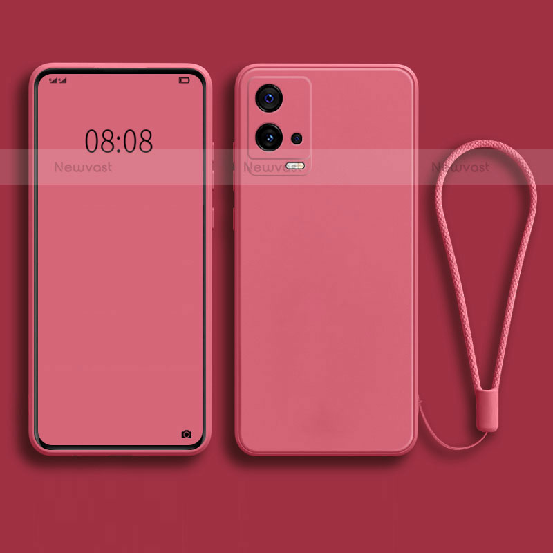 Ultra-thin Silicone Gel Soft Case 360 Degrees Cover S04 for Vivo iQOO 8 Pro 5G Red Wine