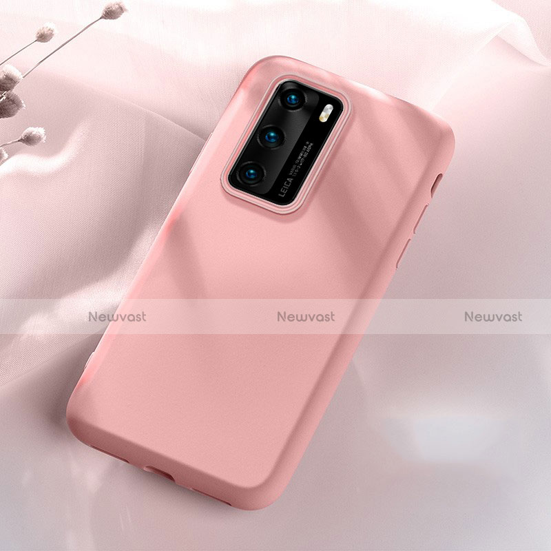 Ultra-thin Silicone Gel Soft Case 360 Degrees Cover S07 for Huawei P40 Pink