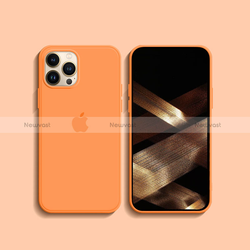 Ultra-thin Silicone Gel Soft Case 360 Degrees Cover S08 for Apple iPhone 14 Pro Max Orange