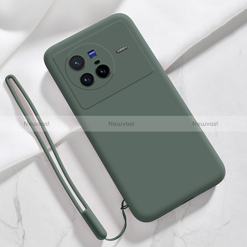 Ultra-thin Silicone Gel Soft Case 360 Degrees Cover YK3 for Vivo X80 5G Midnight Green