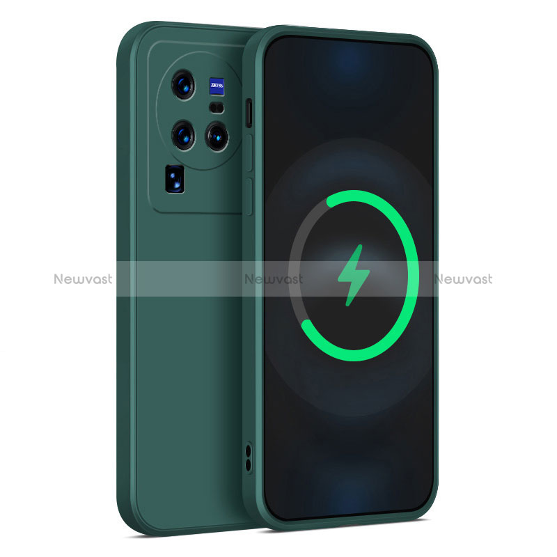 Ultra-thin Silicone Gel Soft Case 360 Degrees Cover YK4 for Vivo X80 Pro 5G Midnight Green