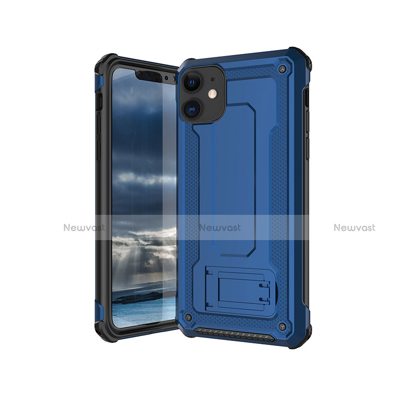 Ultra-thin Silicone Gel Soft Case 360 Degrees Cover Z01 for Apple iPhone 11 Blue and Black