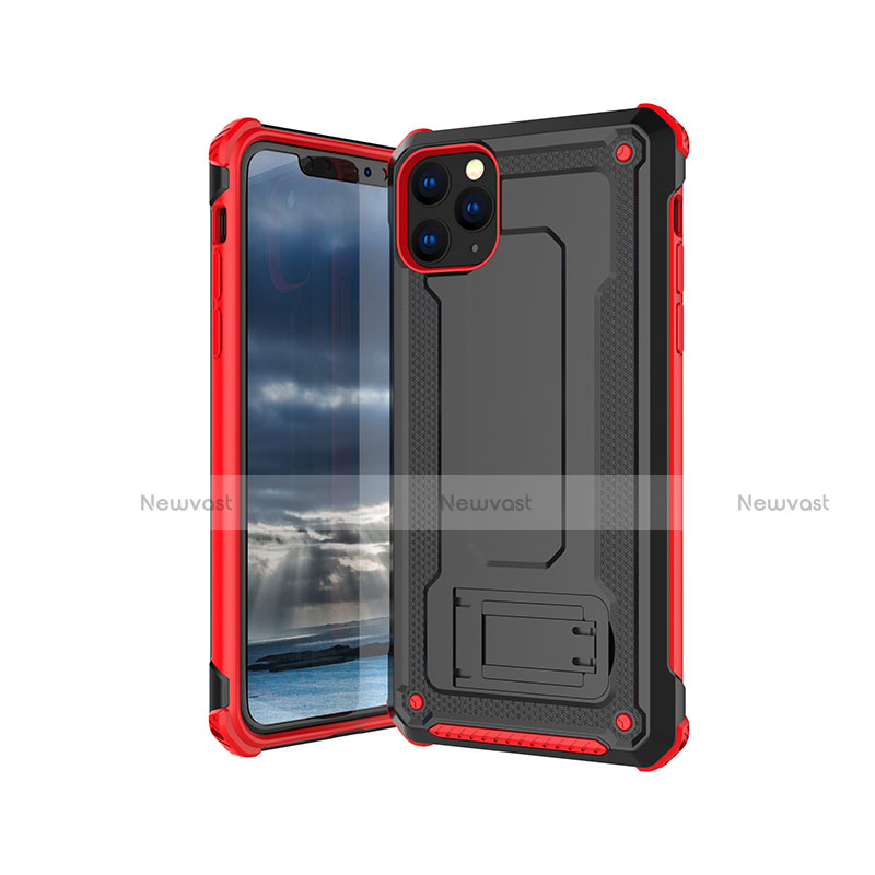 Ultra-thin Silicone Gel Soft Case 360 Degrees Cover Z01 for Apple iPhone 11 Pro Max Red and Black
