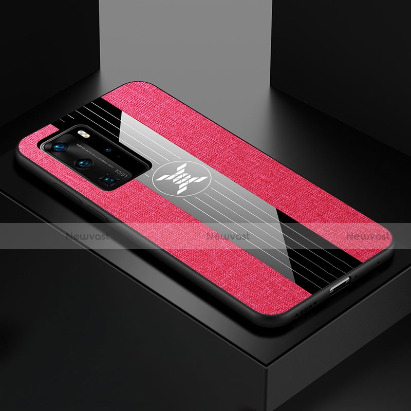 Ultra-thin Silicone Gel Soft Case Cover C01 for Huawei P40 Pro Hot Pink
