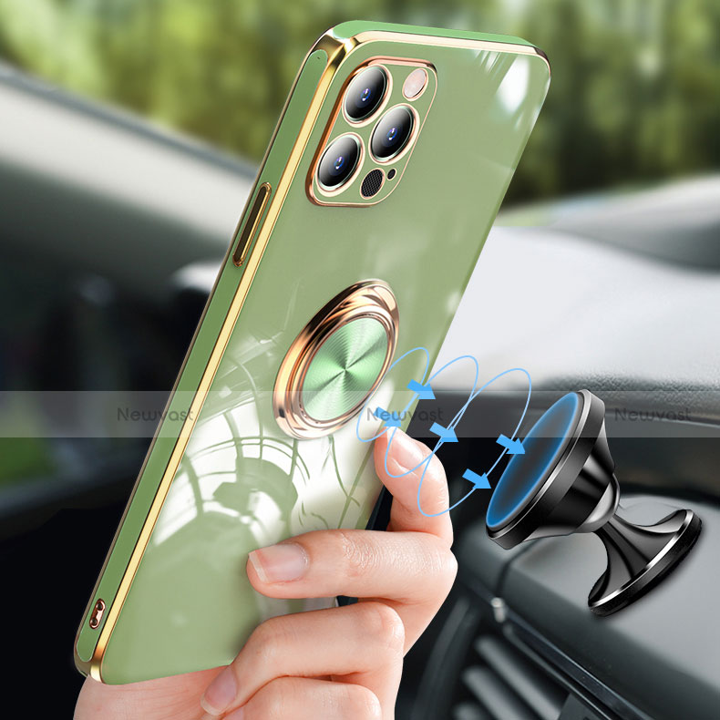 Ultra-thin Silicone Gel Soft Case Cover with Finger Ring Stand for Apple iPhone 13 Pro