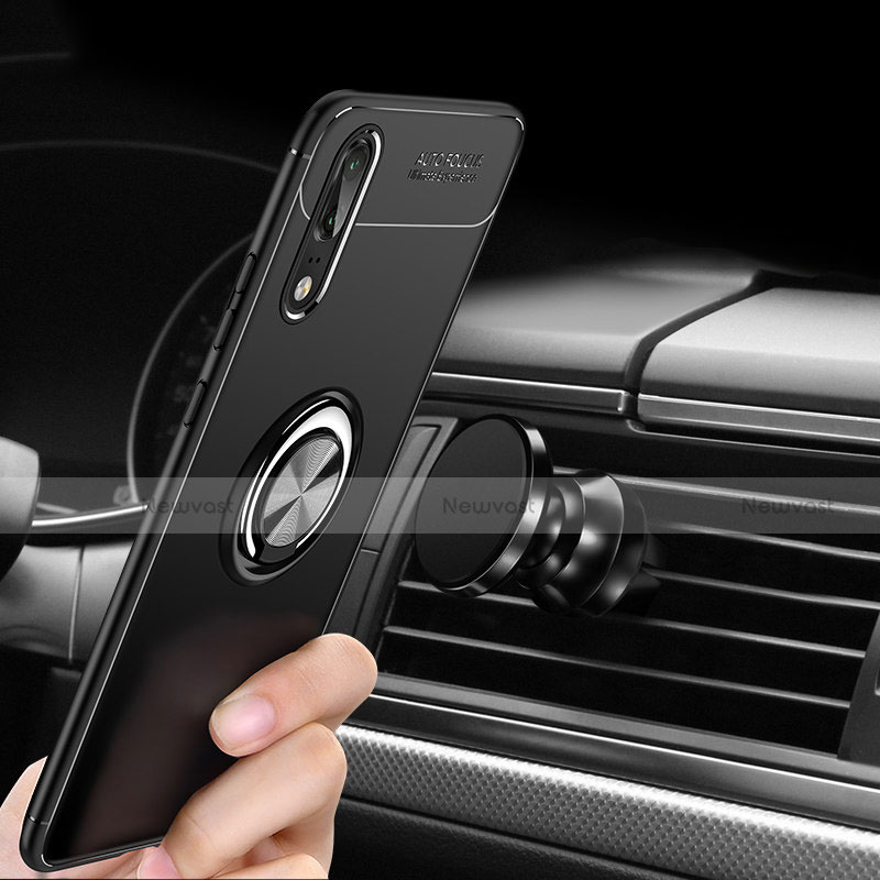 Ultra-thin Silicone Gel Soft Case Cover with Finger Ring Stand for Huawei P20