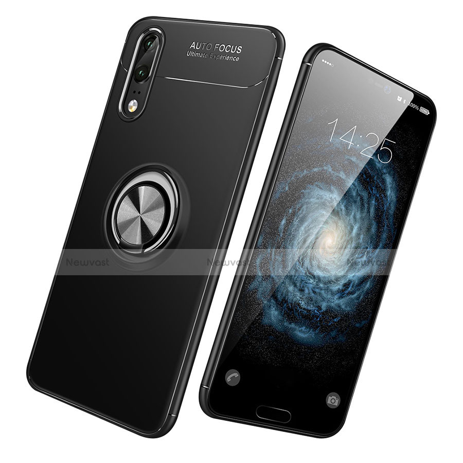 Ultra-thin Silicone Gel Soft Case Cover with Finger Ring Stand for Huawei P20