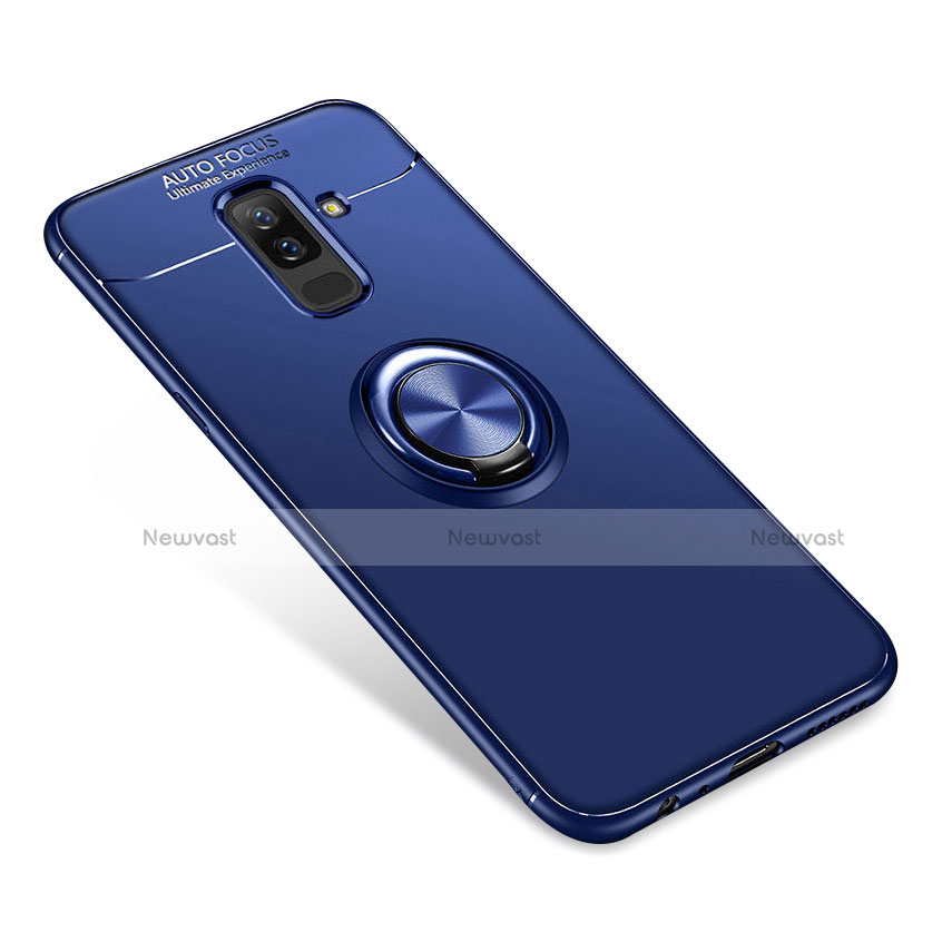 Ultra-thin Silicone Gel Soft Case Cover with Finger Ring Stand for Samsung Galaxy A9 Star Lite Blue