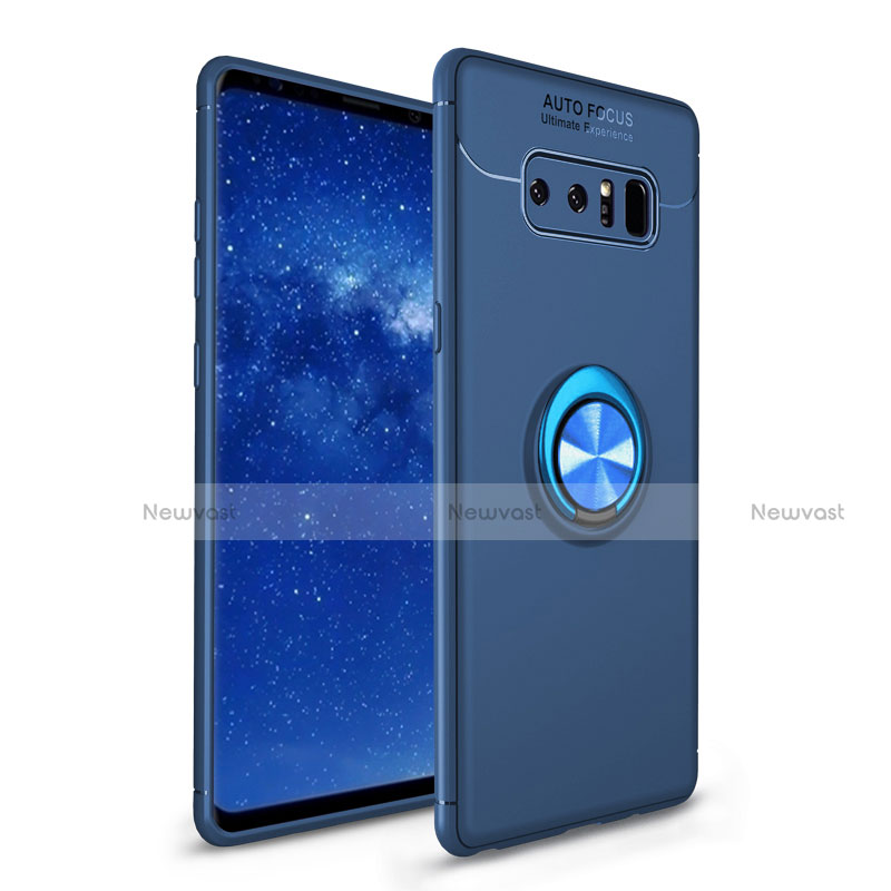 Ultra-thin Silicone Gel Soft Case Cover with Finger Ring Stand for Samsung Galaxy Note 8 Duos N950F Blue