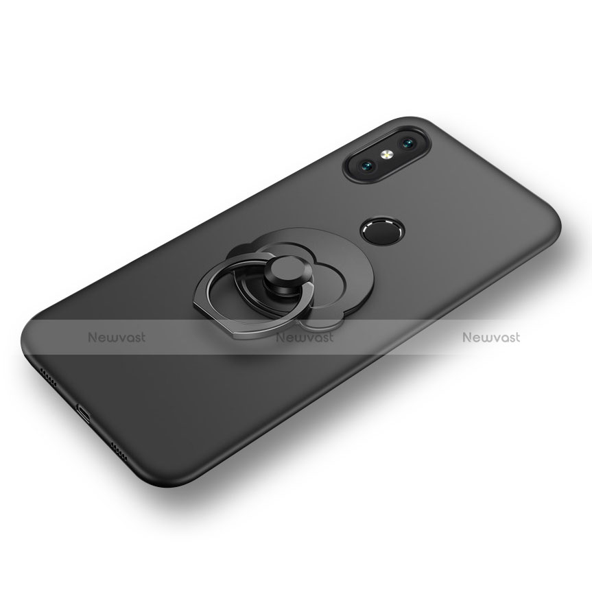 Ultra-thin Silicone Gel Soft Case Cover with Finger Ring Stand for Xiaomi Mi 8 Black