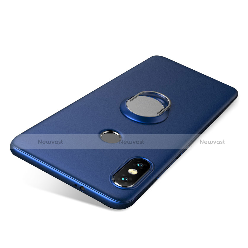 Ultra-thin Silicone Gel Soft Case Cover with Finger Ring Stand for Xiaomi Redmi Note 5 Blue