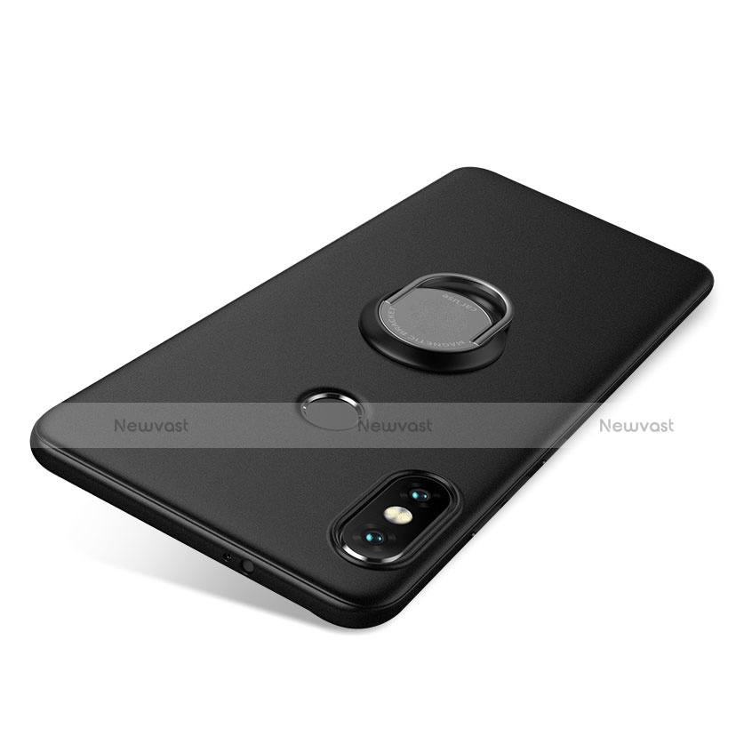 Ultra-thin Silicone Gel Soft Case Cover with Finger Ring Stand for Xiaomi Redmi Note 5 Pro Black