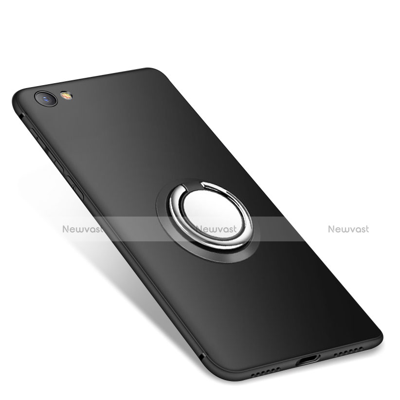 Ultra-thin Silicone Gel Soft Case Cover with Finger Ring Stand for Xiaomi Redmi Note 5A Standard Edition Black