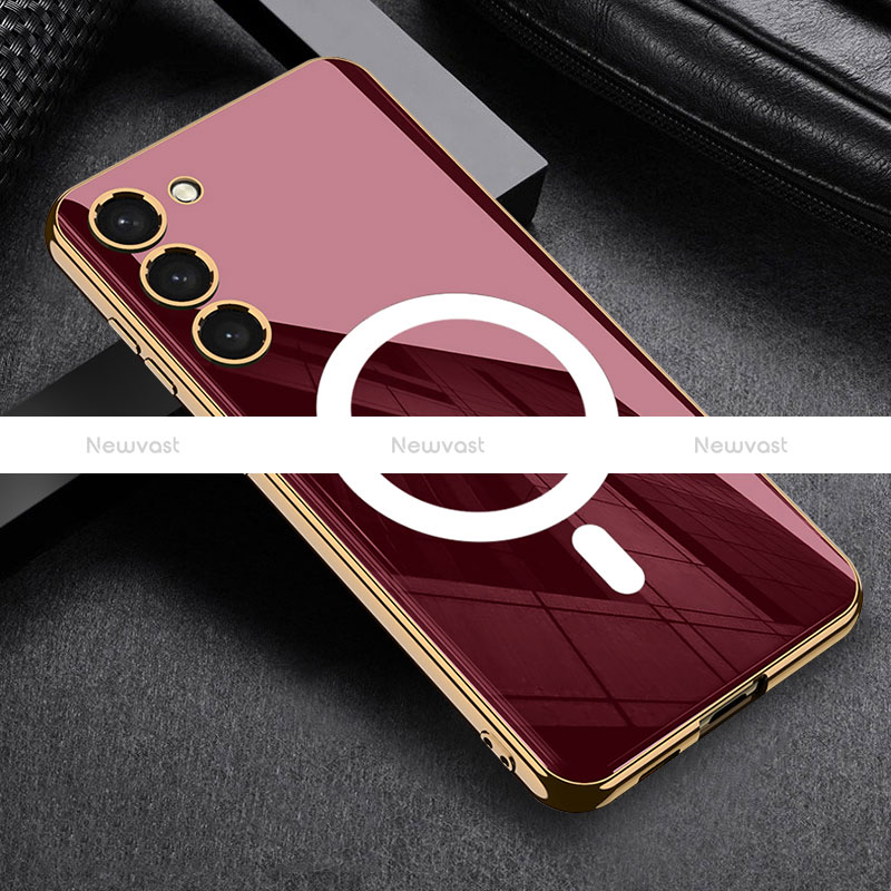 Ultra-thin Silicone Gel Soft Case Cover with Mag-Safe Magnetic AC1 for Samsung Galaxy S21 Plus 5G Red