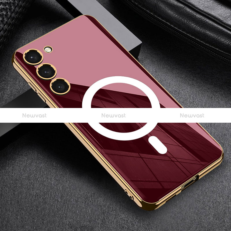 Ultra-thin Silicone Gel Soft Case Cover with Mag-Safe Magnetic AC1 for Samsung Galaxy S22 5G Red