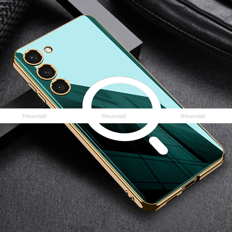Ultra-thin Silicone Gel Soft Case Cover with Mag-Safe Magnetic AC1 for Samsung Galaxy S22 Plus 5G Green