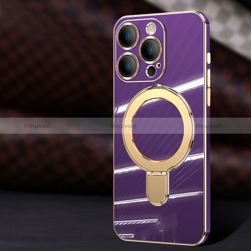 Ultra-thin Silicone Gel Soft Case Cover with Mag-Safe Magnetic C01 for Apple iPhone 12 Pro Max Purple