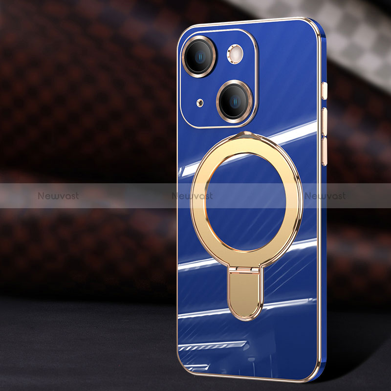 Ultra-thin Silicone Gel Soft Case Cover with Mag-Safe Magnetic C01 for Apple iPhone 14 Blue