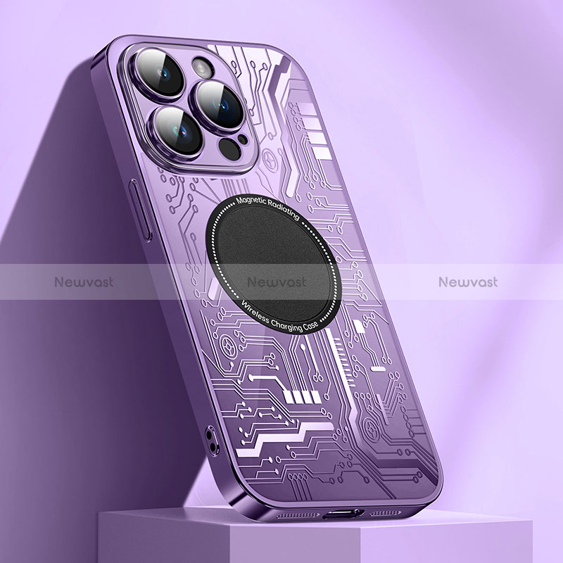 Ultra-thin Silicone Gel Soft Case Cover with Mag-Safe Magnetic ZL1 for Apple iPhone 13 Pro Max Purple