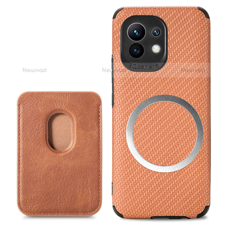 Ultra-thin Silicone Gel Soft Case Cover with Magnetic A05 for Xiaomi Mi 11 5G Brown