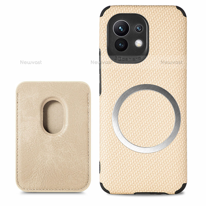 Ultra-thin Silicone Gel Soft Case Cover with Magnetic A05 for Xiaomi Mi 11 5G Gold
