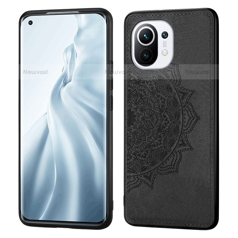 Ultra-thin Silicone Gel Soft Case Cover with Magnetic A07 for Xiaomi Mi 11 Lite 4G Black
