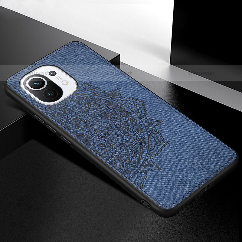 Ultra-thin Silicone Gel Soft Case Cover with Magnetic A08 for Xiaomi Mi 11 5G Blue