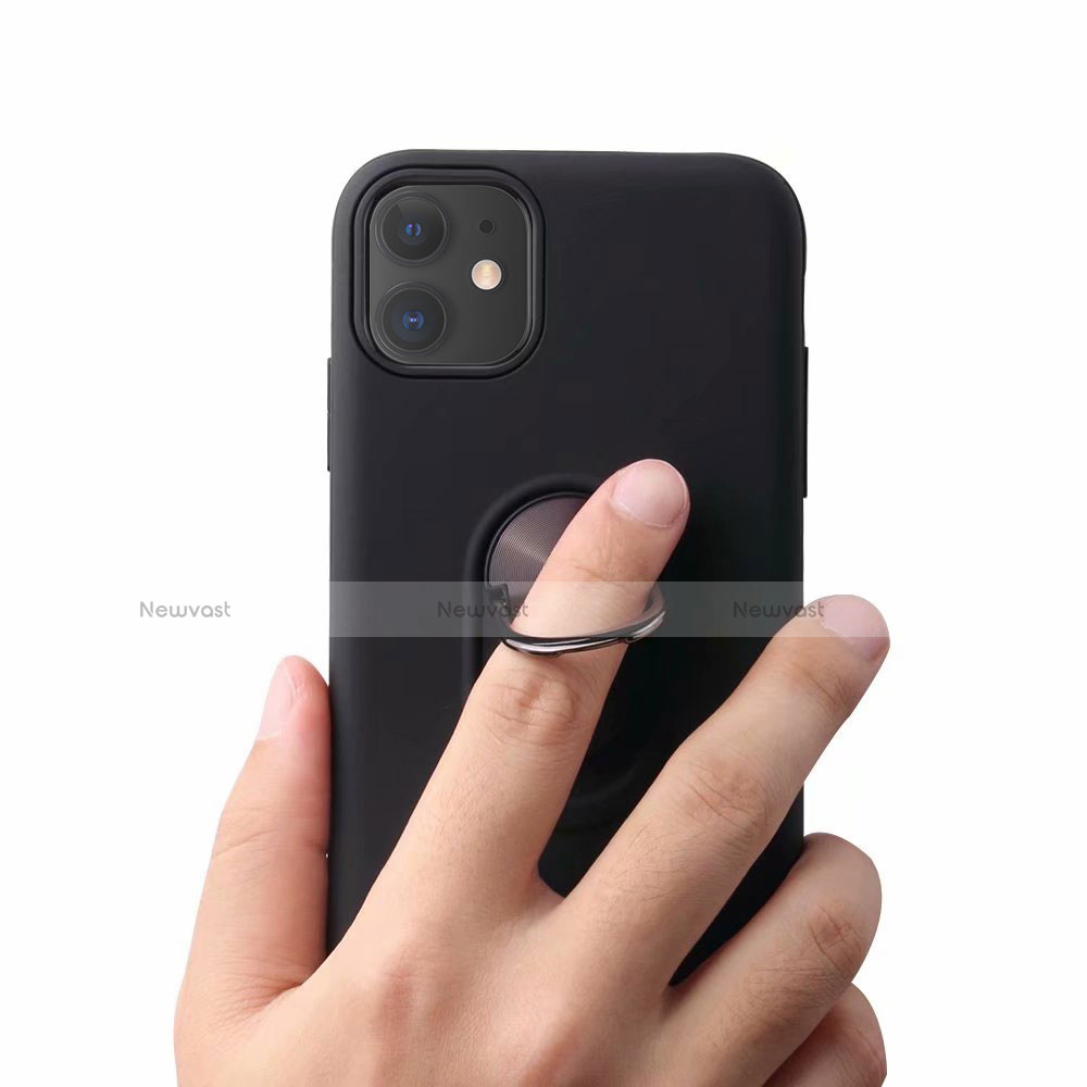 Ultra-thin Silicone Gel Soft Case Cover with Magnetic Finger Ring Stand A01 for Apple iPhone 11