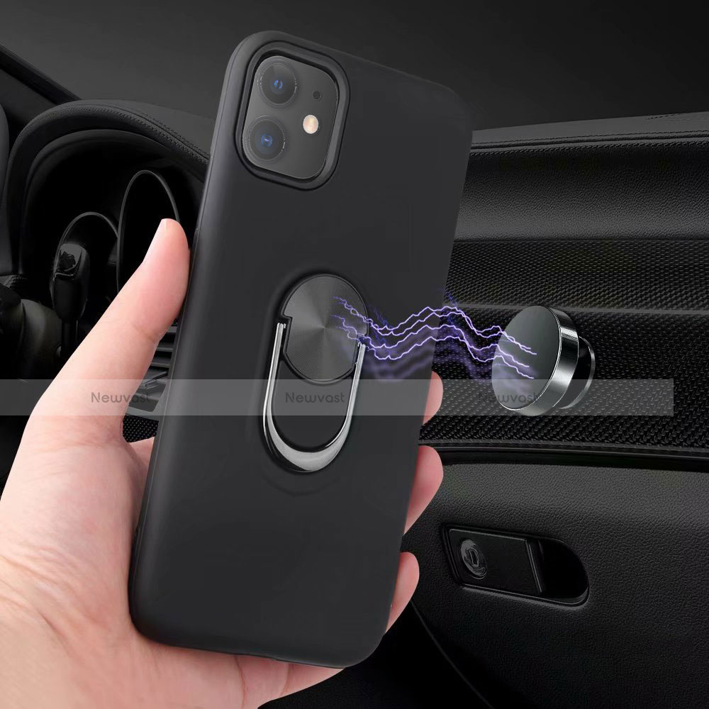 Ultra-thin Silicone Gel Soft Case Cover with Magnetic Finger Ring Stand A01 for Apple iPhone 11