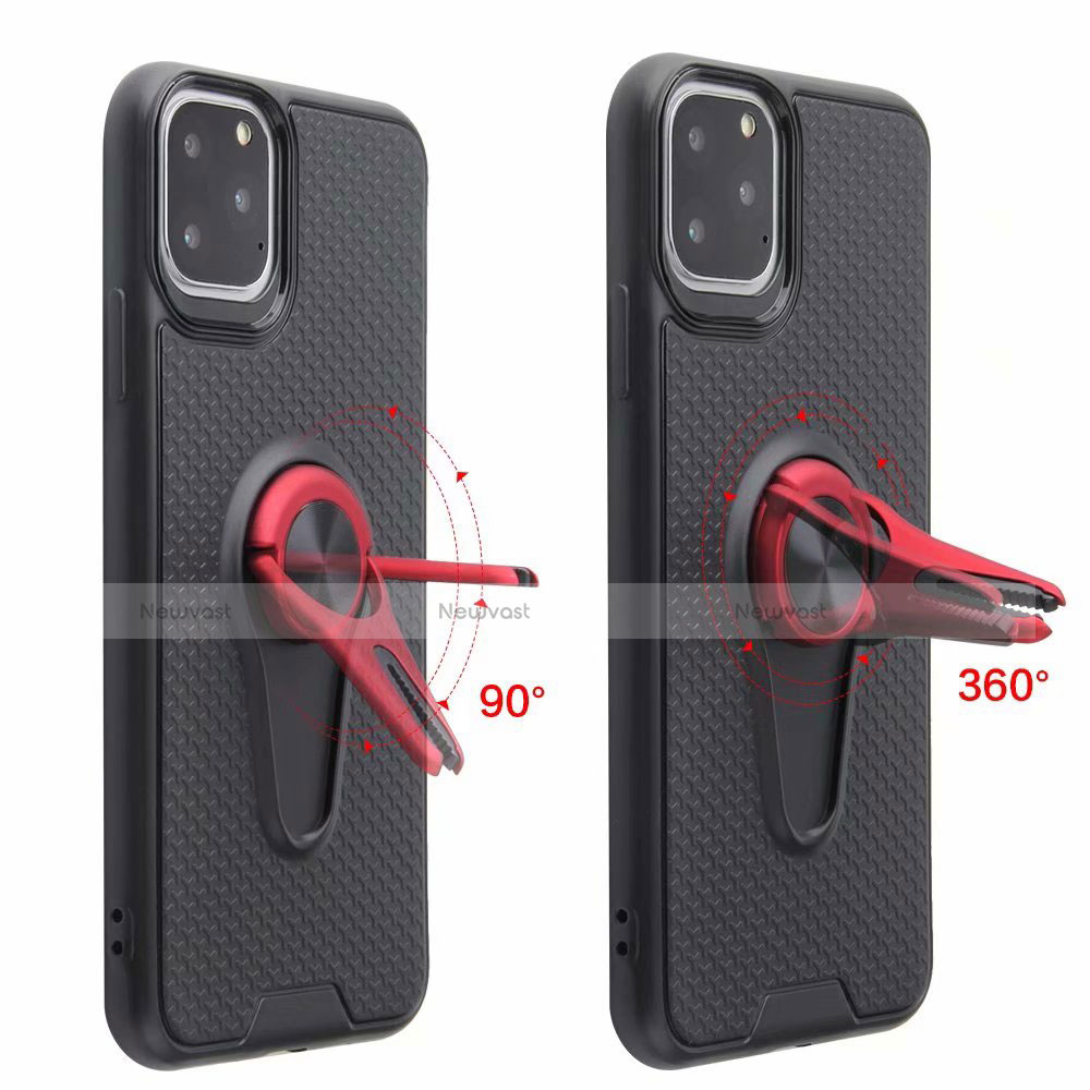 Ultra-thin Silicone Gel Soft Case Cover with Magnetic Finger Ring Stand A01 for Apple iPhone 11 Pro
