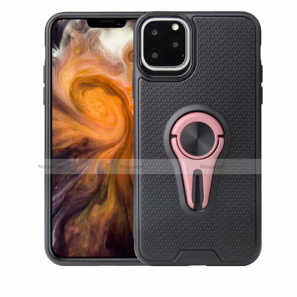 Ultra-thin Silicone Gel Soft Case Cover with Magnetic Finger Ring Stand A01 for Apple iPhone 11 Pro Max