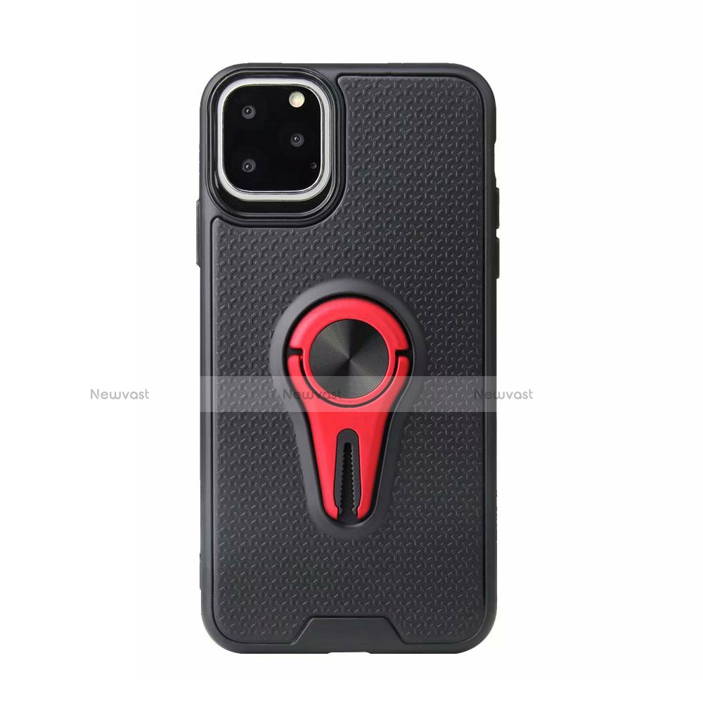 Ultra-thin Silicone Gel Soft Case Cover with Magnetic Finger Ring Stand A01 for Apple iPhone 11 Pro Max