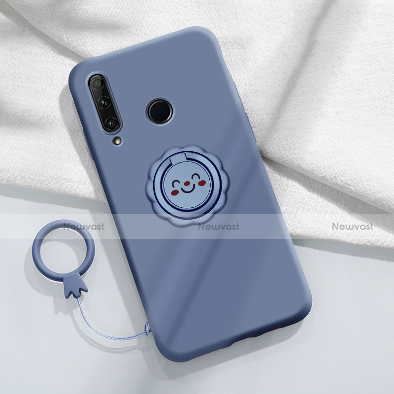 Ultra-thin Silicone Gel Soft Case Cover with Magnetic Finger Ring Stand A01 for Huawei Enjoy 10 Plus