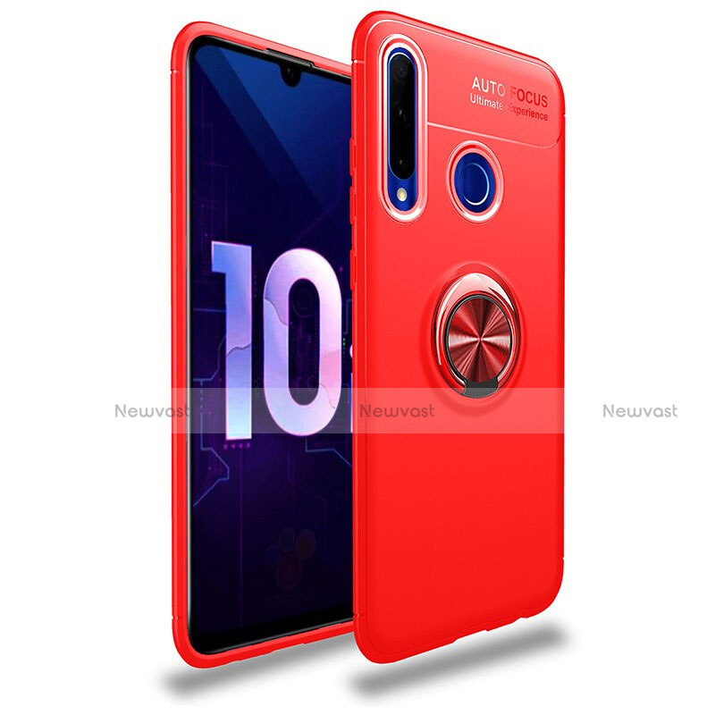 Ultra-thin Silicone Gel Soft Case Cover with Magnetic Finger Ring Stand A01 for Huawei Enjoy 9s Red
