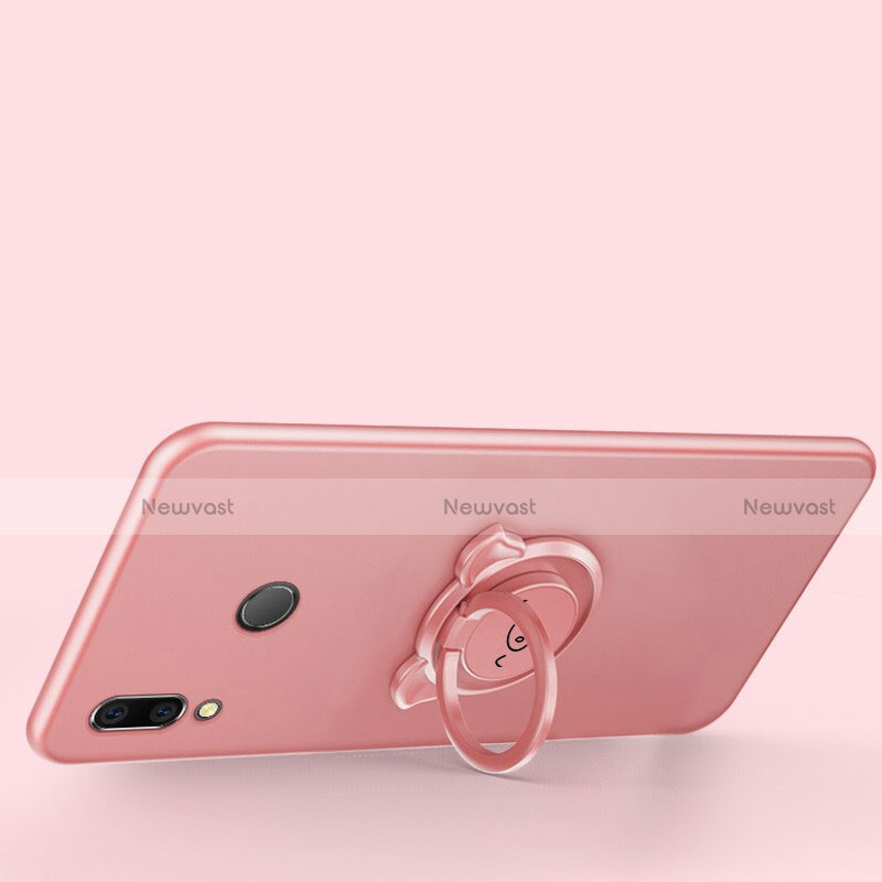 Ultra-thin Silicone Gel Soft Case Cover with Magnetic Finger Ring Stand A01 for Huawei Honor 10 Lite