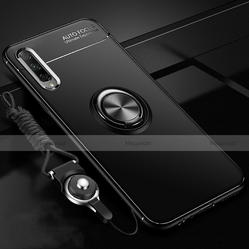 Ultra-thin Silicone Gel Soft Case Cover with Magnetic Finger Ring Stand A01 for Huawei Honor 9X Pro Black