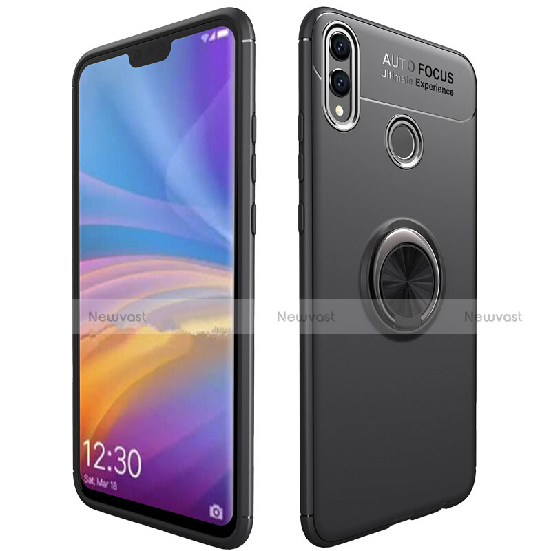 Ultra-thin Silicone Gel Soft Case Cover with Magnetic Finger Ring Stand A01 for Huawei Honor View 10 Lite Black