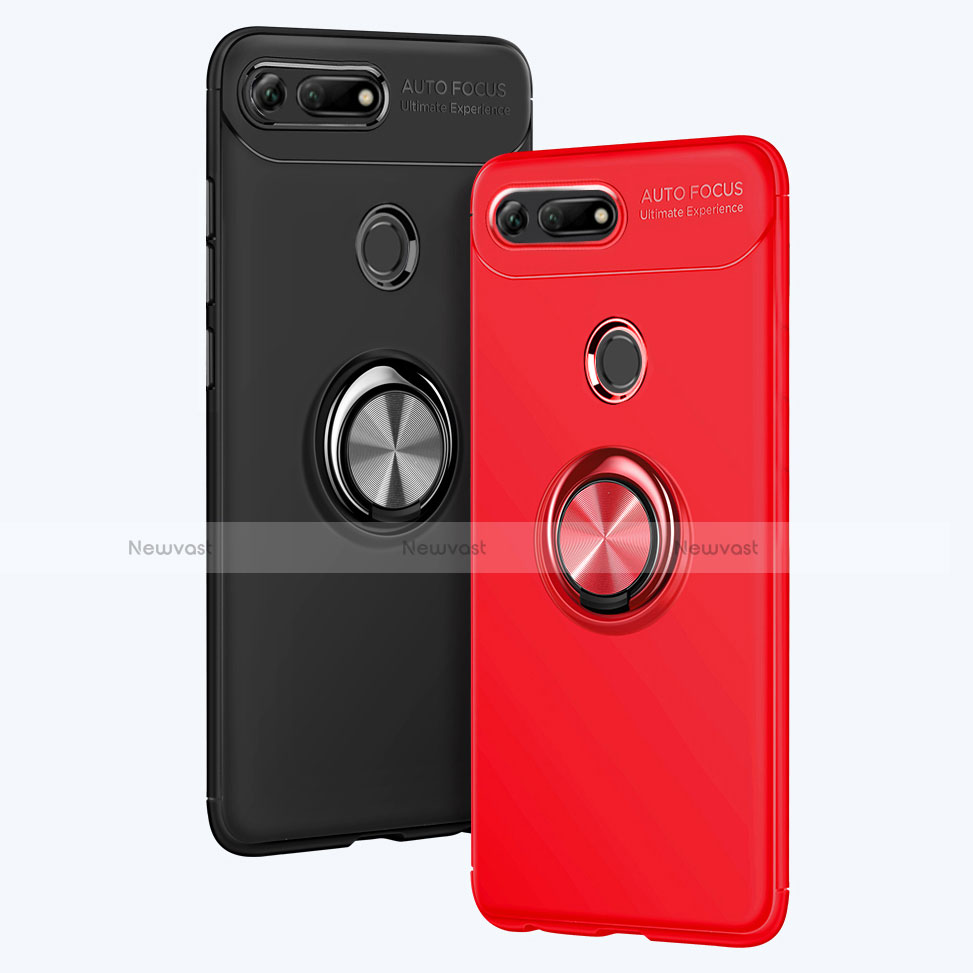Ultra-thin Silicone Gel Soft Case Cover with Magnetic Finger Ring Stand A01 for Huawei Honor View 20