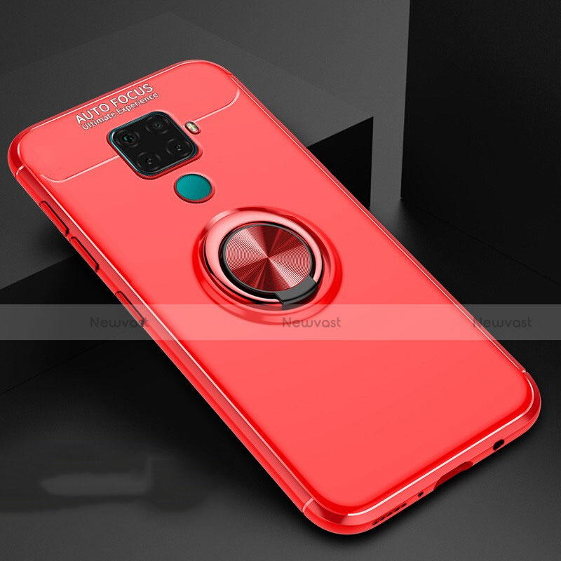 Ultra-thin Silicone Gel Soft Case Cover with Magnetic Finger Ring Stand A01 for Huawei Mate 30 Lite