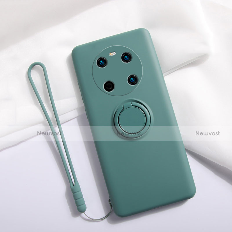 Ultra-thin Silicone Gel Soft Case Cover with Magnetic Finger Ring Stand A01 for Huawei Mate 40